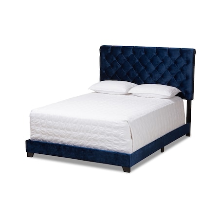 Baxton Studio Candace Luxe and Glamour Navy Velvet Upholstered King Size Bed 149-8949